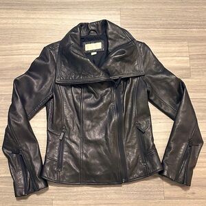 Michael Kors Leather Motorcycle Jacket S